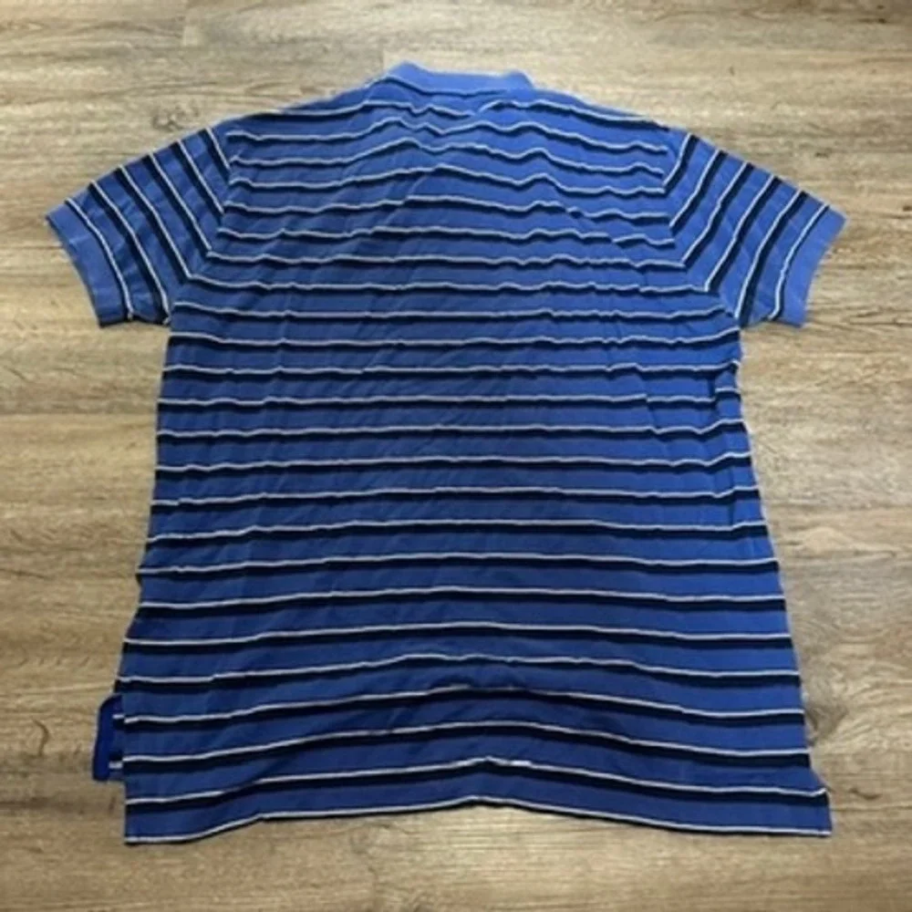 Polo Ralph Lauren Men Blue Striped Pima Cotton Short Sleeve Polo Shirt Size M